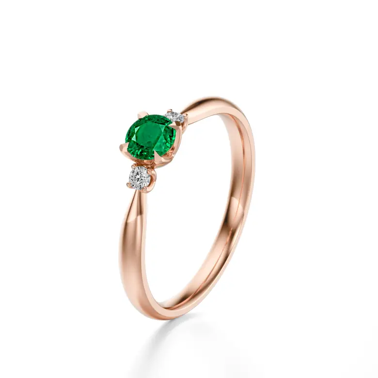 Pierścionek z różowego złota ze szmaragdem AJPZ_129 Pierścionek z różowego złota ze szmaragdem AJPZ_129